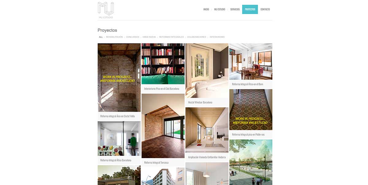 Página web estudio de arquitectura Mu Estudio