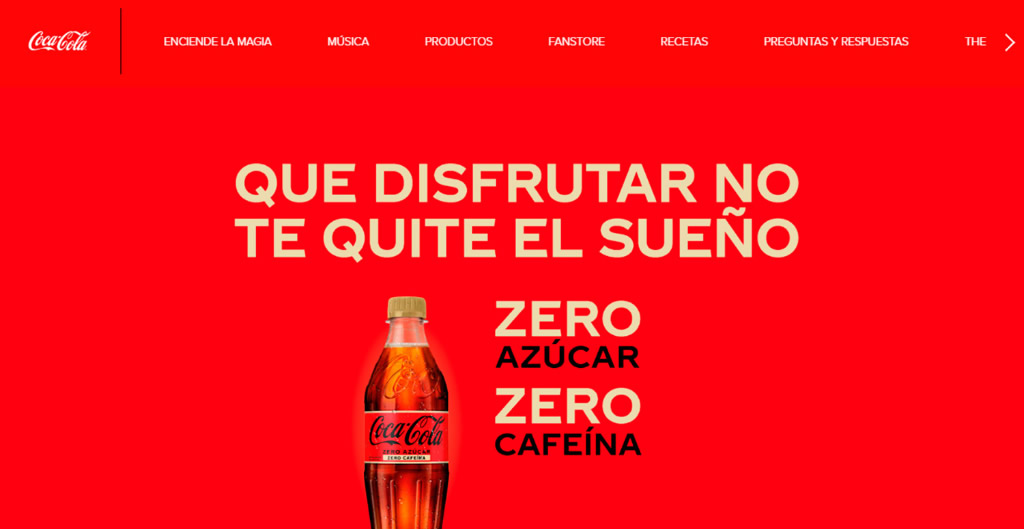 Ejemplo de copywriting de Coca Cola Zero