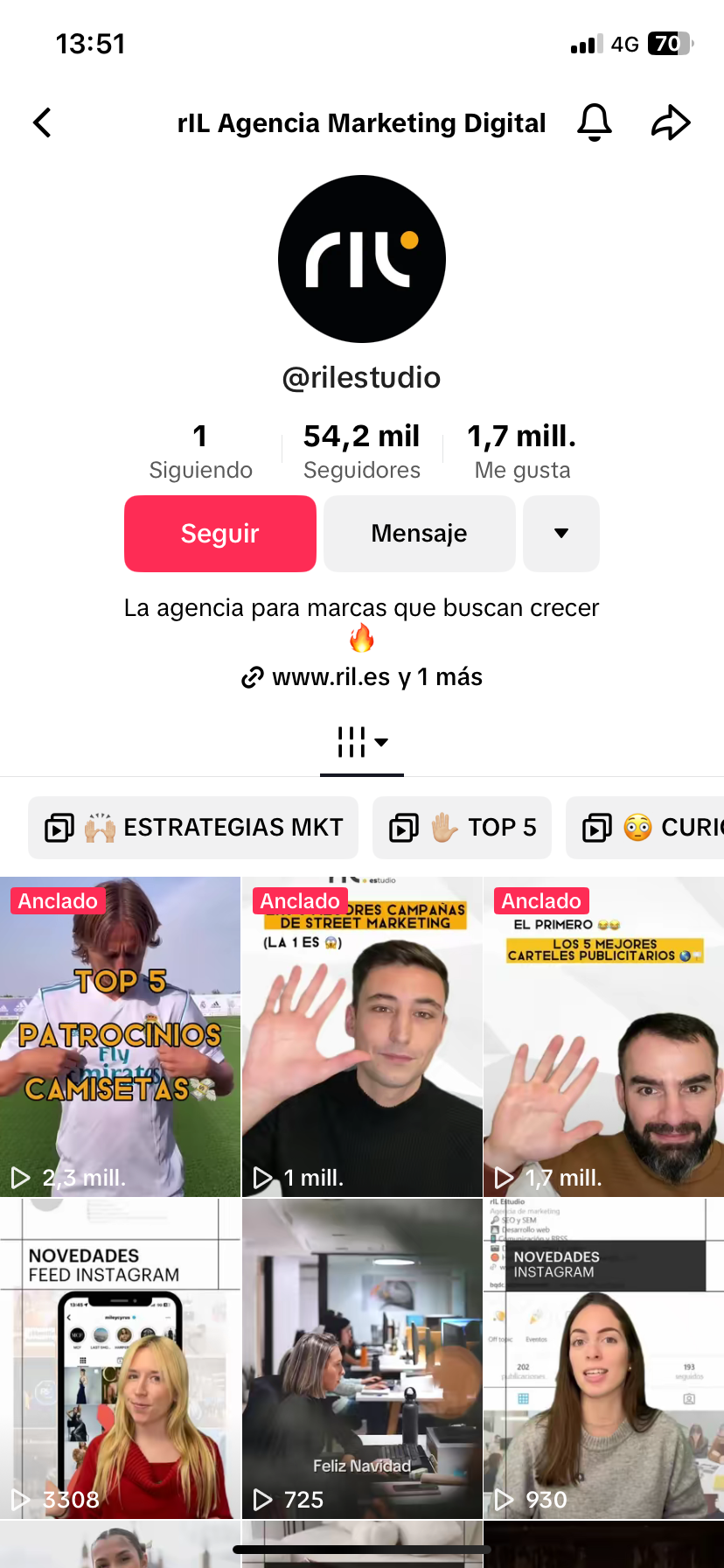Vídeos cortos en Tiktok