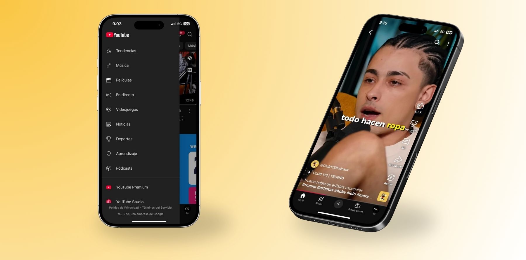 YouTube, explorar suscripciones