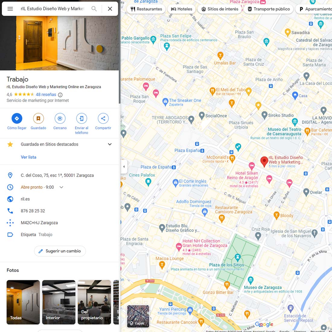 SEO on Google Maps, página principal