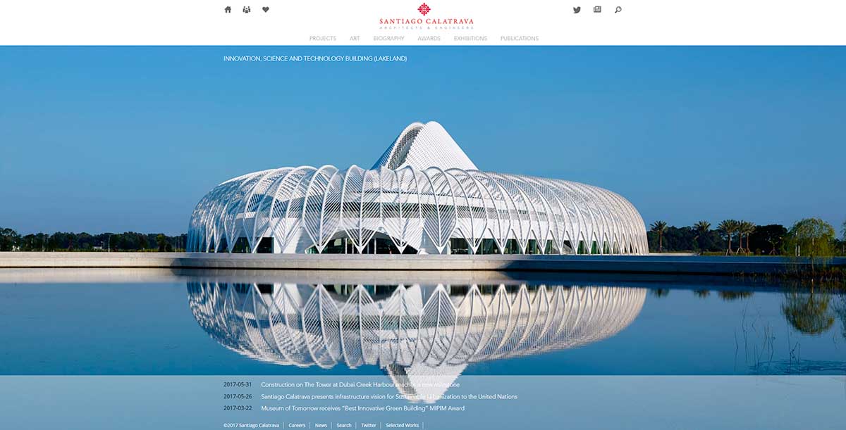 Página web estudio de arquitectura Calatrava